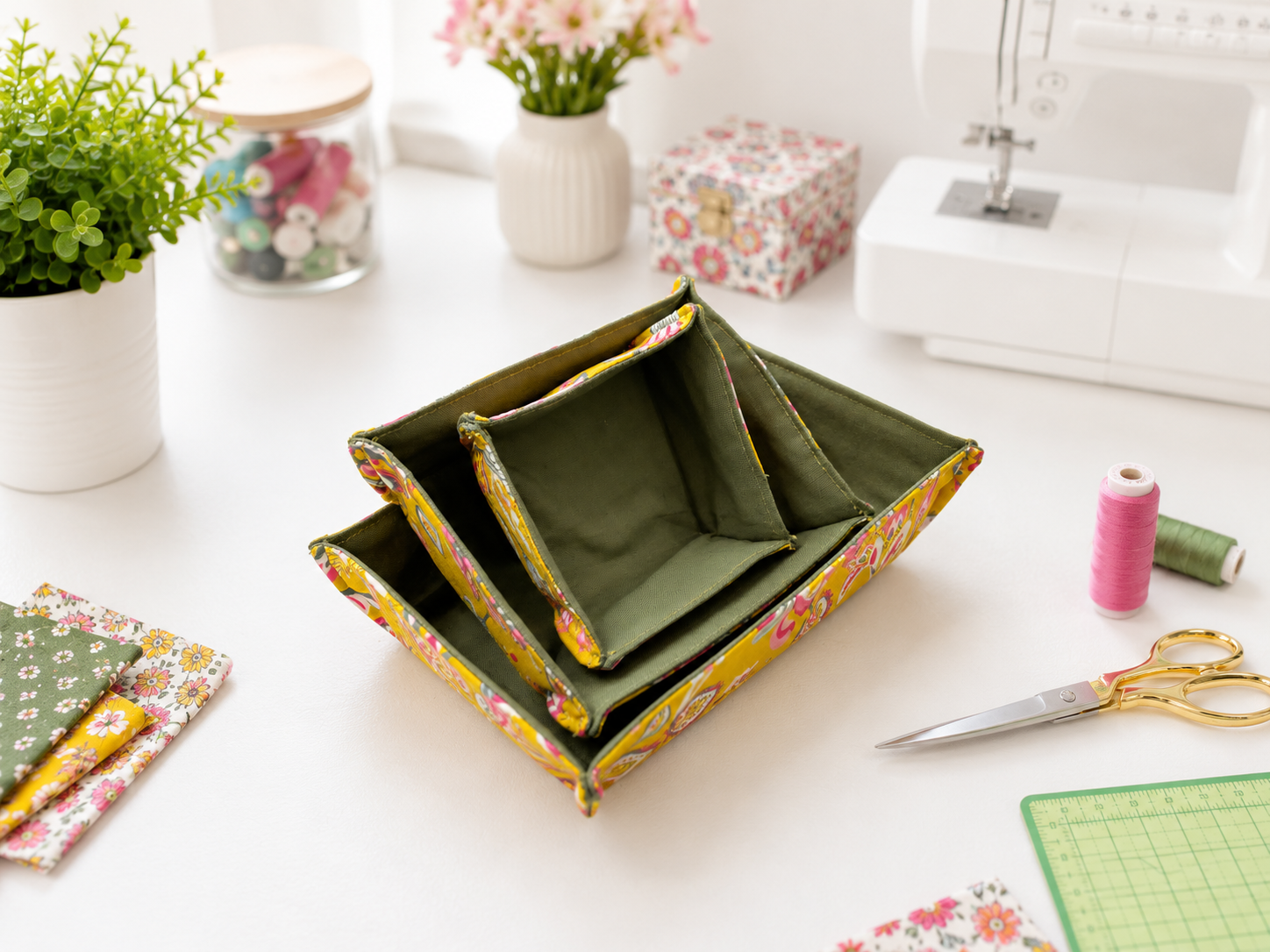 Nested Fabric Tray Sewing Pattern (3 Sizes)