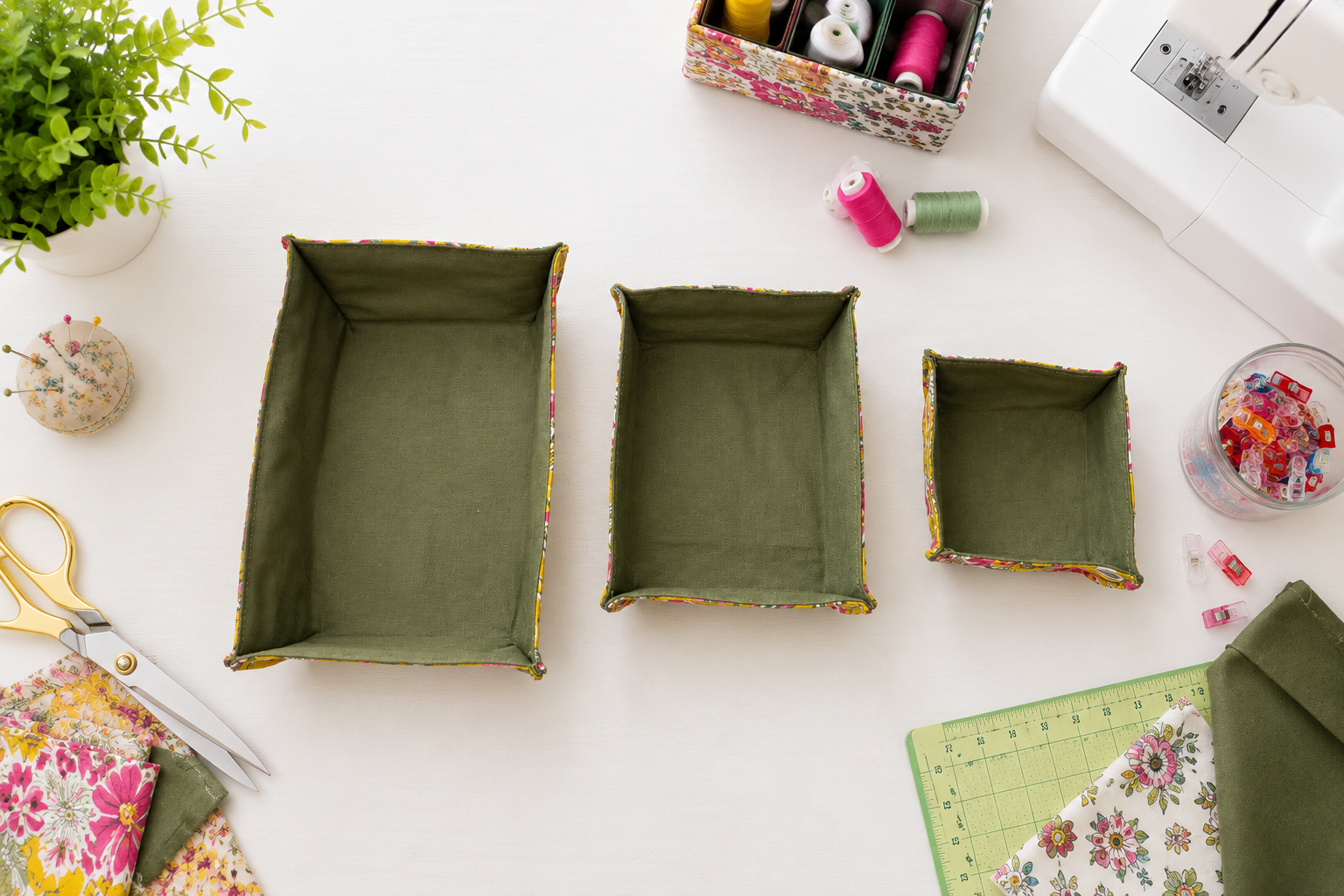 Nested Fabric Tray Sewing Pattern (3 Sizes)