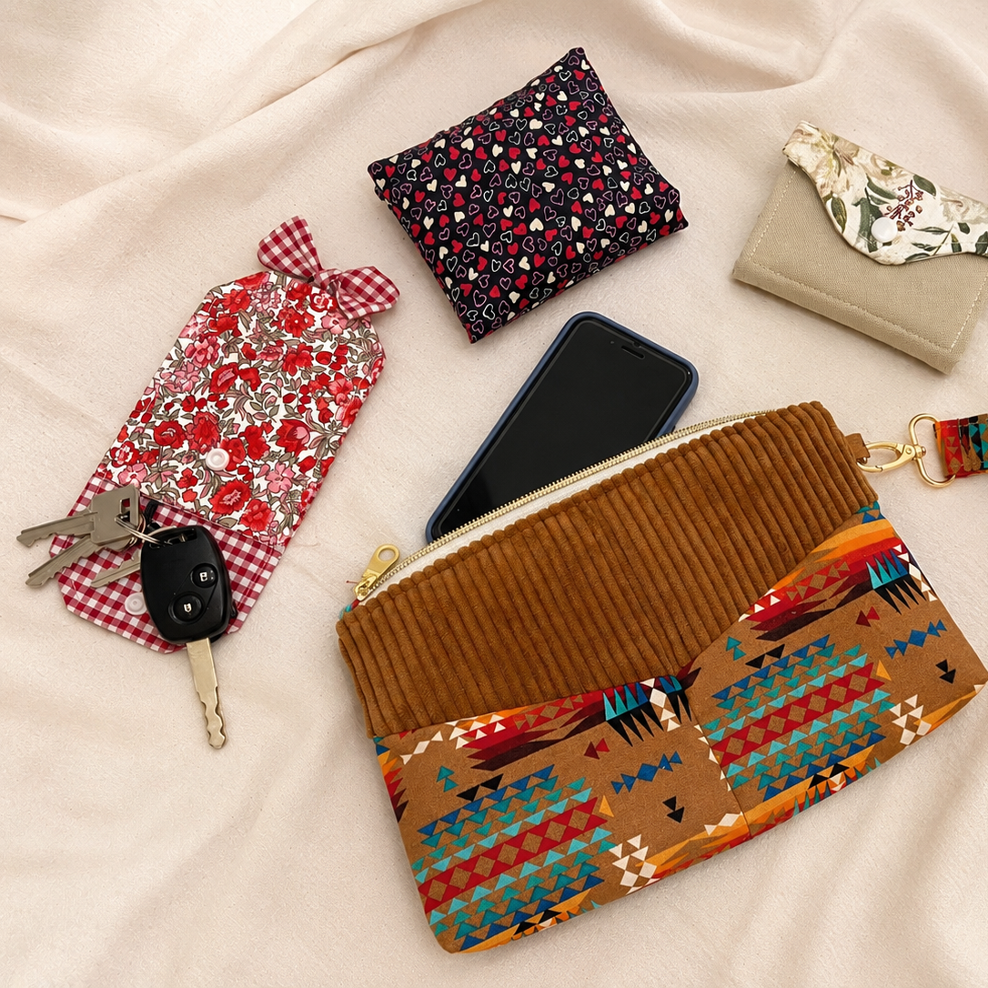 Pull Cord Key Pouch Sewing Pattern (2 Sizes)