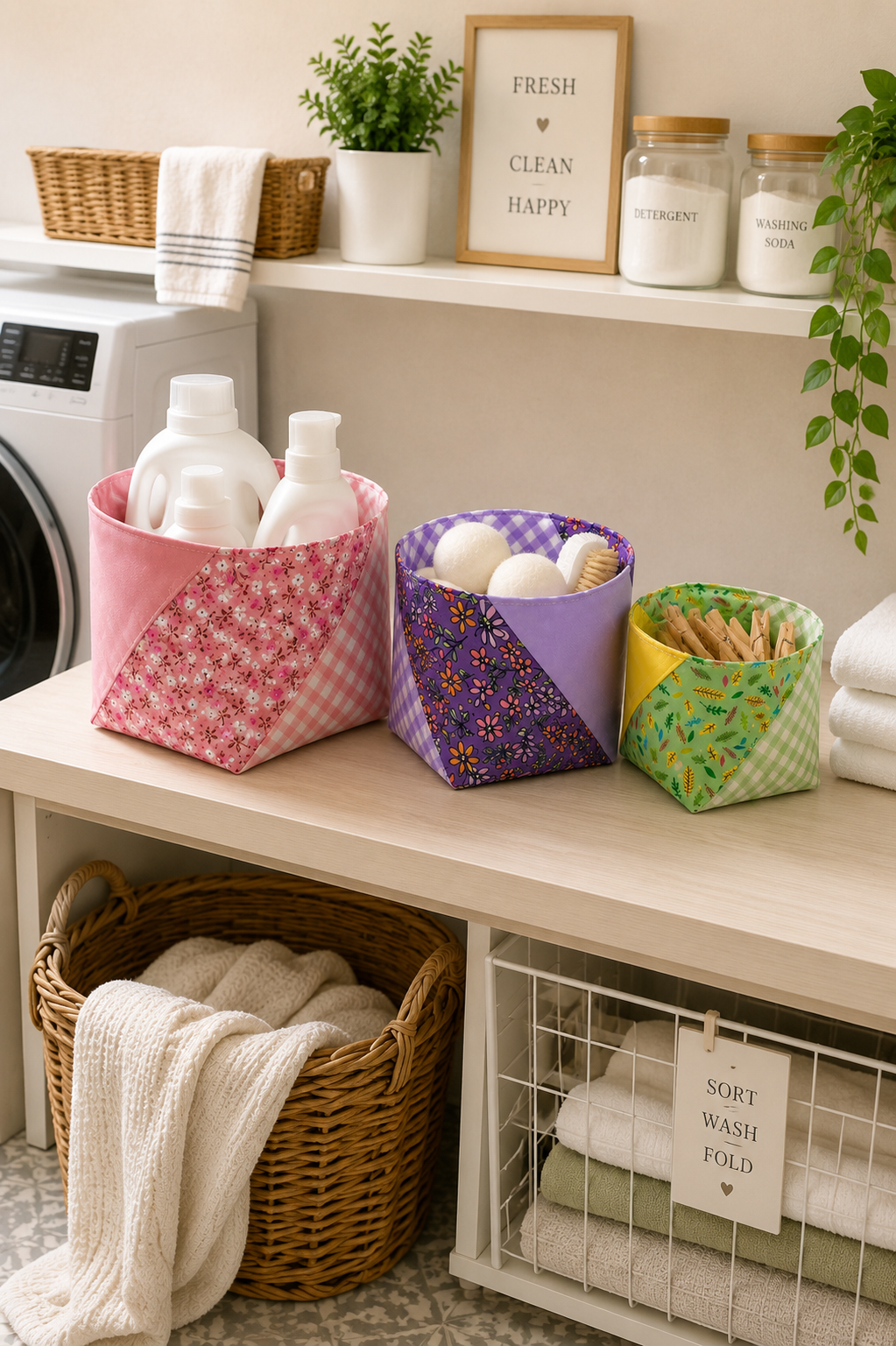 Pinwheel Fabric Basket Sewing Pattern (3 Sizes)
