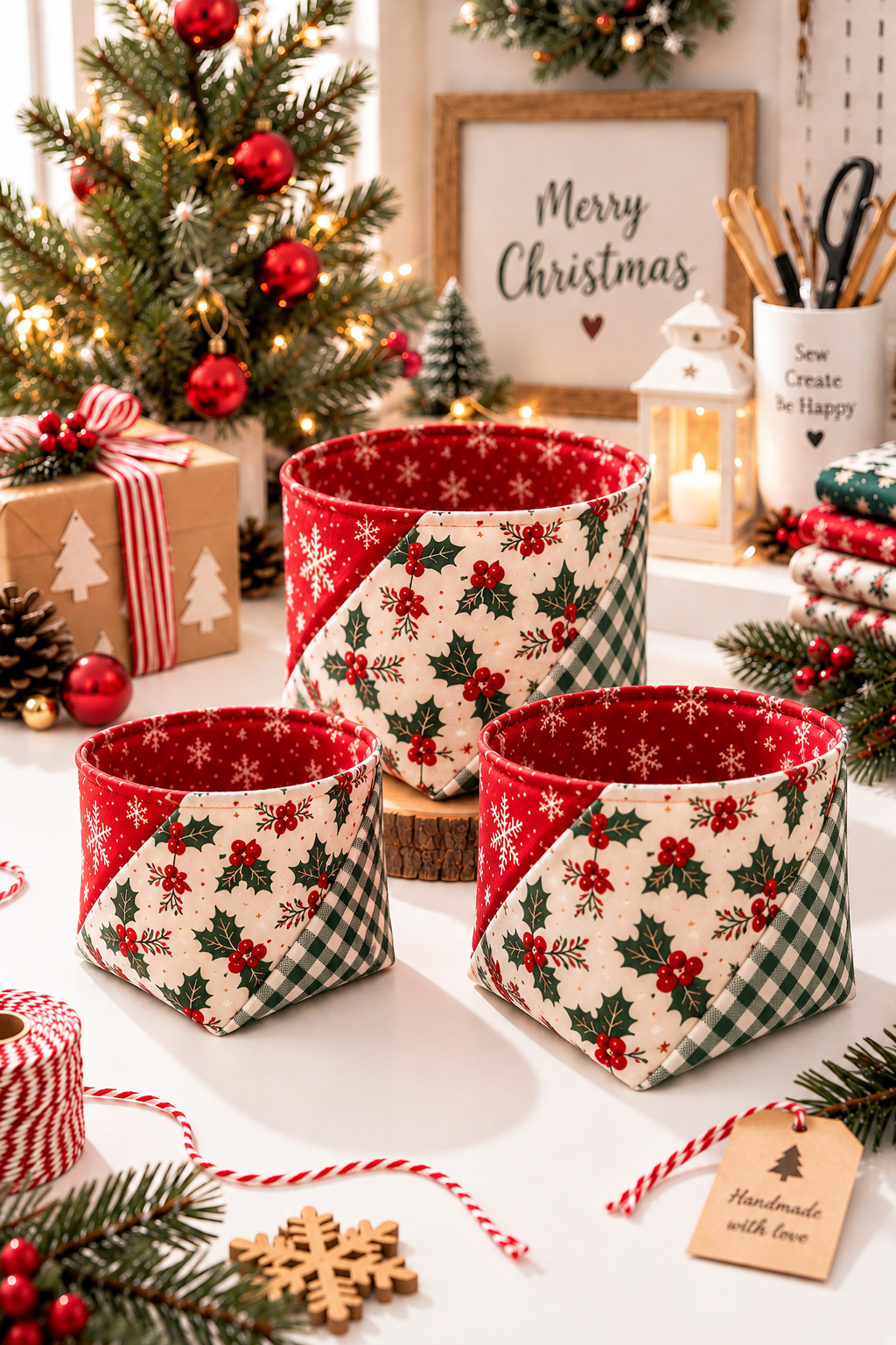 Pinwheel Fabric Basket Sewing Pattern (3 Sizes)