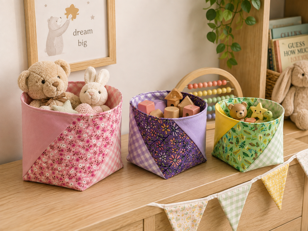 Pinwheel Fabric Basket Sewing Pattern (3 Sizes)