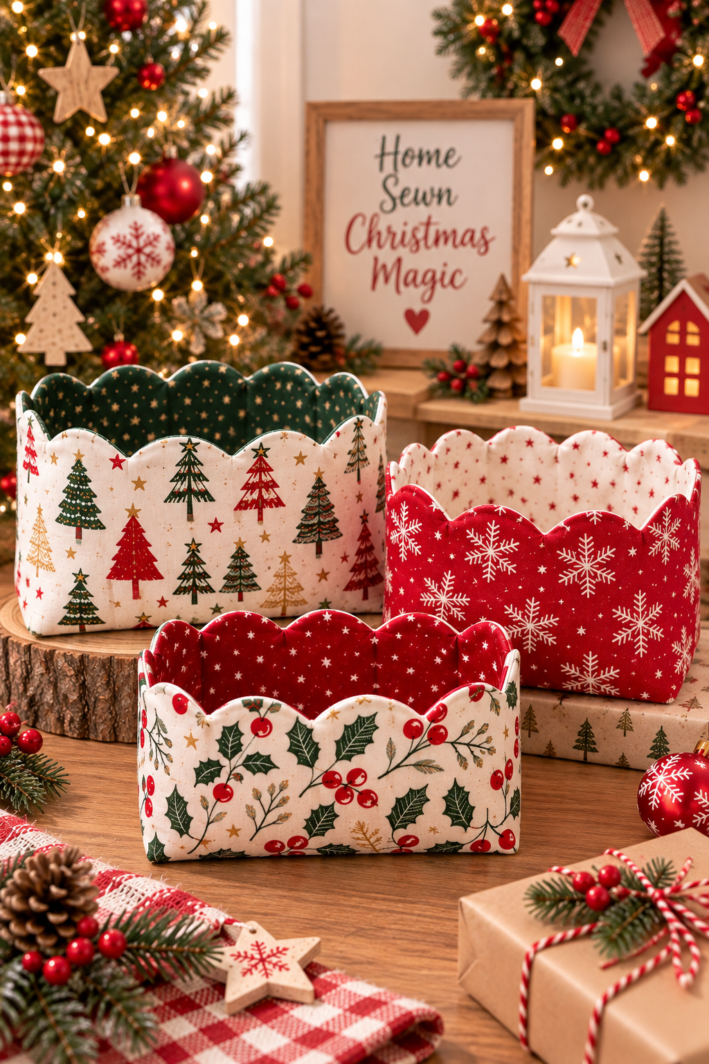 Scalloped Edge Basket Sewing Pattern (3 Sizes)