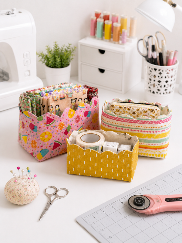 Scalloped Edge Basket Sewing Pattern (3 Sizes)
