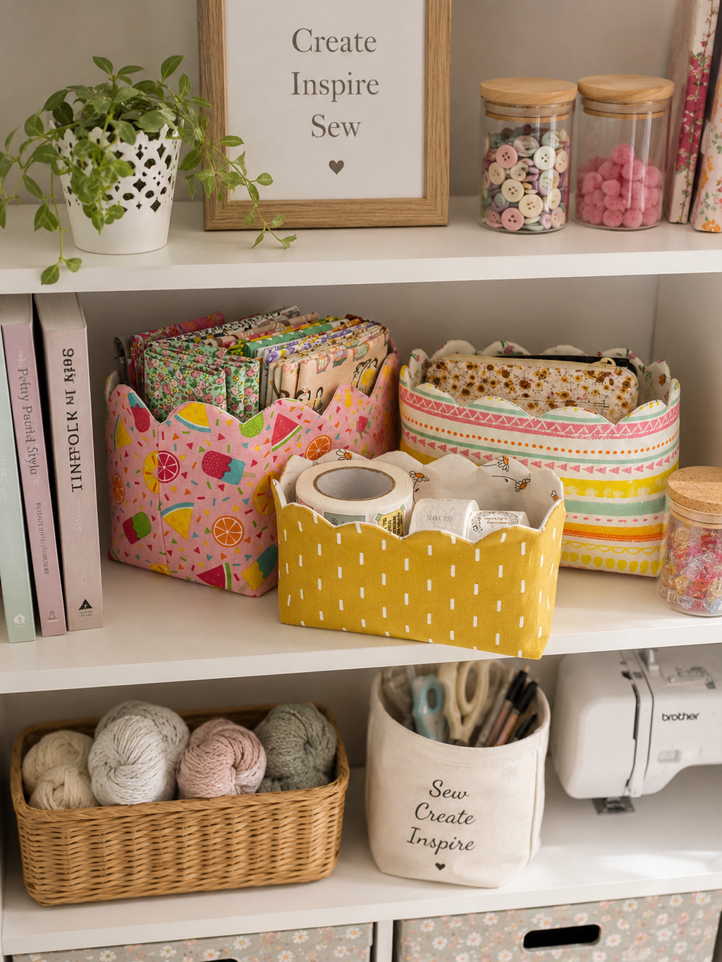 Scalloped Edge Basket Sewing Pattern (3 Sizes)