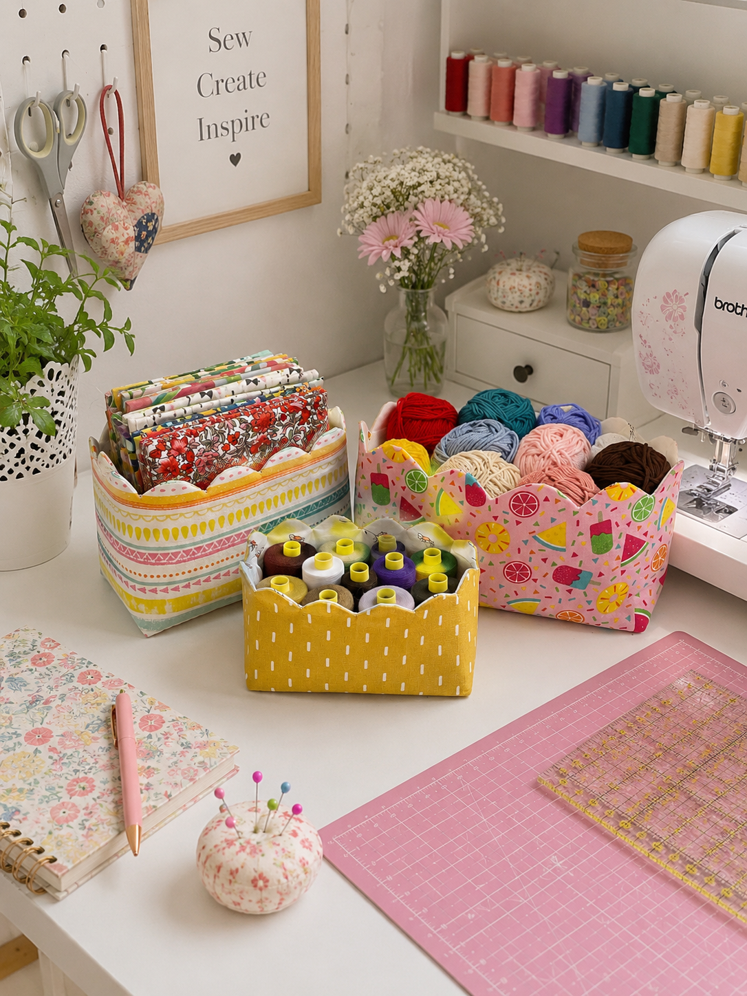 Scalloped Edge Basket Sewing Pattern (3 Sizes)