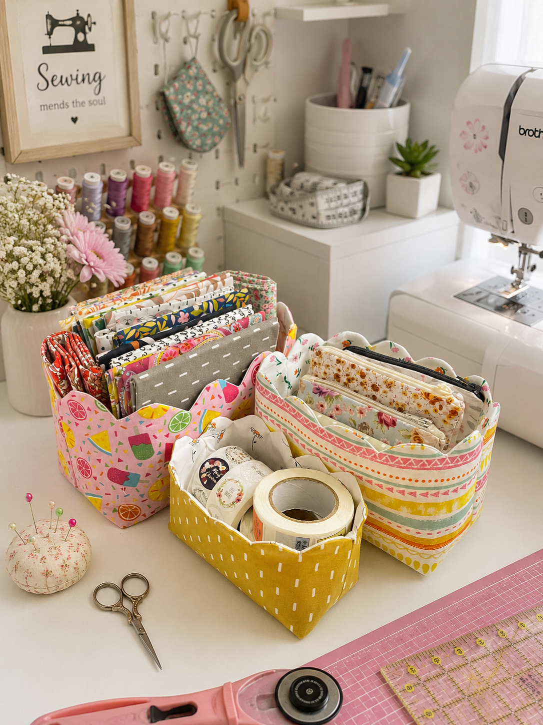 Scalloped Edge Basket Sewing Pattern (3 Sizes)