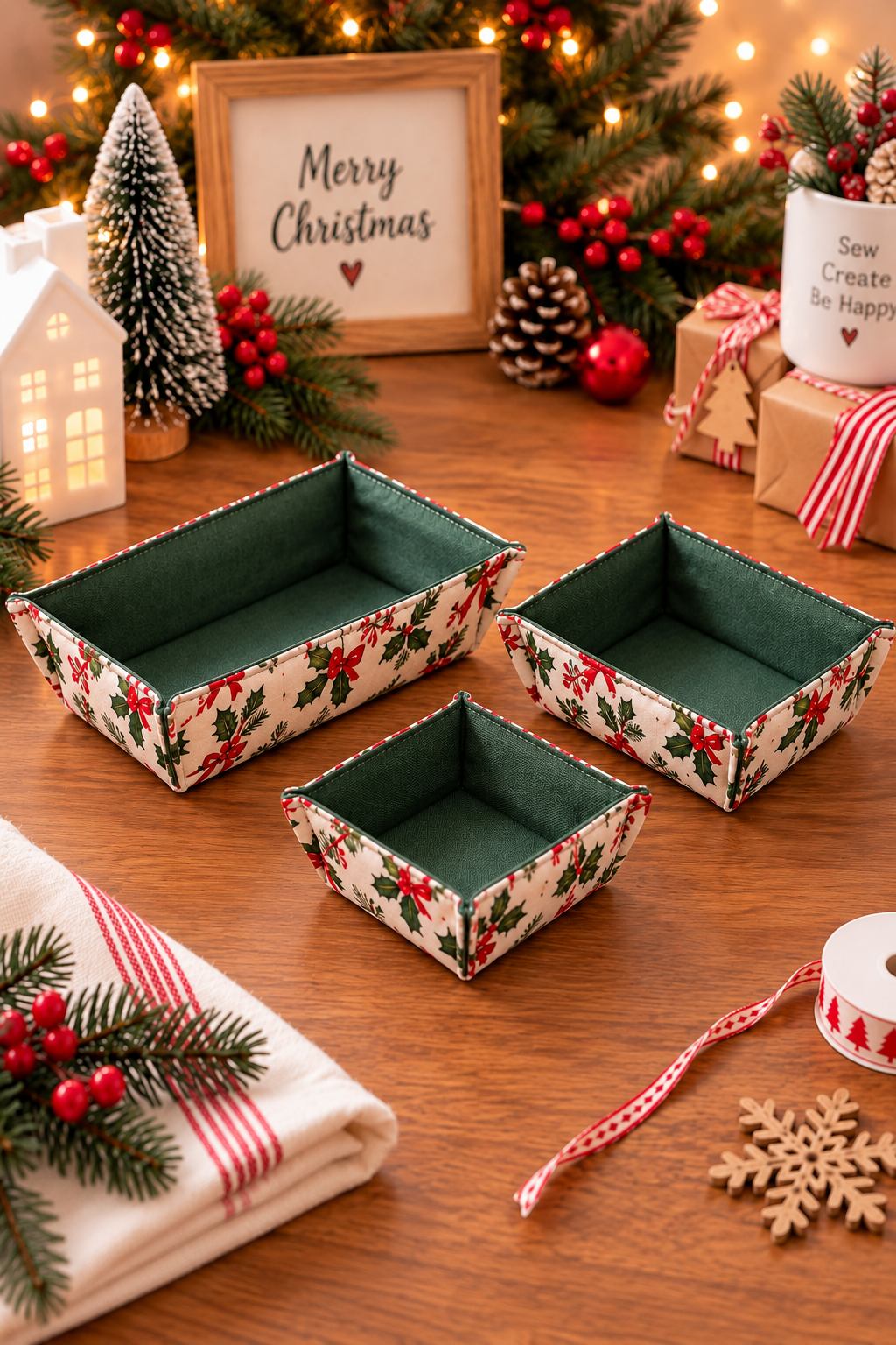 Nested Fabric Tray Sewing Pattern (3 Sizes)